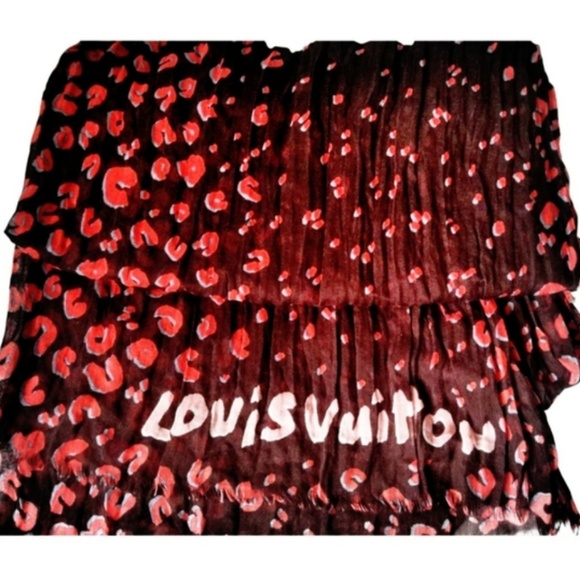 Louis Vuitton Limited Luxury Oversized Leopard Cashmere Silk Italy Scarf - Picture 4 of 6